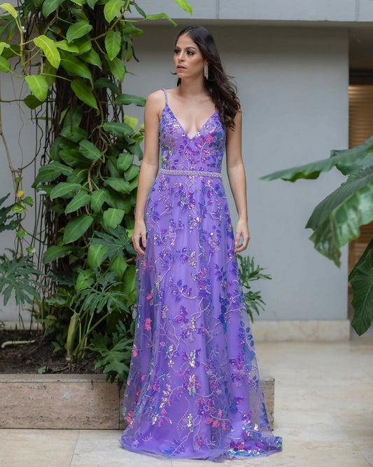Vestido de Noche Lavanda - Colección 2020
